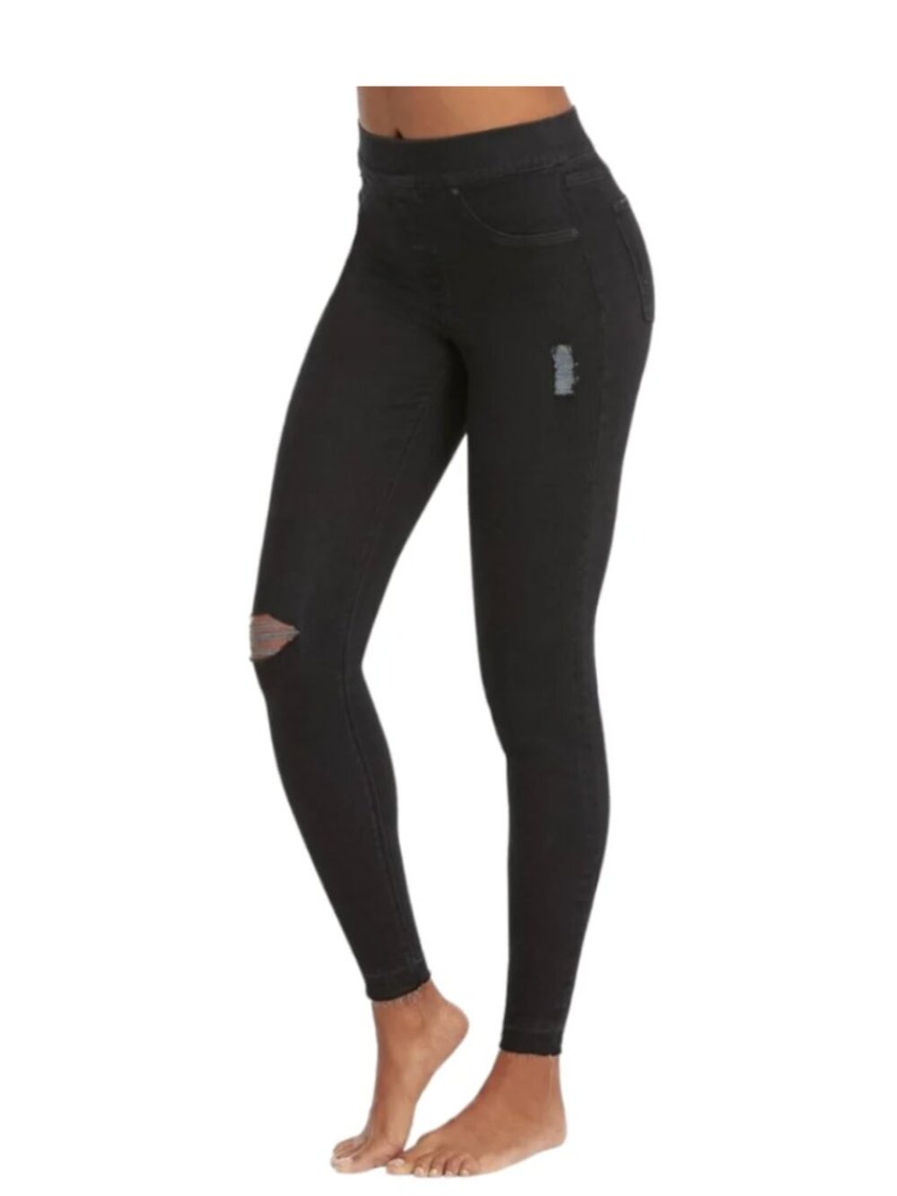 spanx dark gray/black wash skinny pull on jeans, M